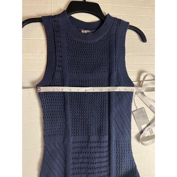 NWT-Worthington Womens Sleeveless Midi Sweater Dress Navy XS side slit slip - Picture 11 of 15